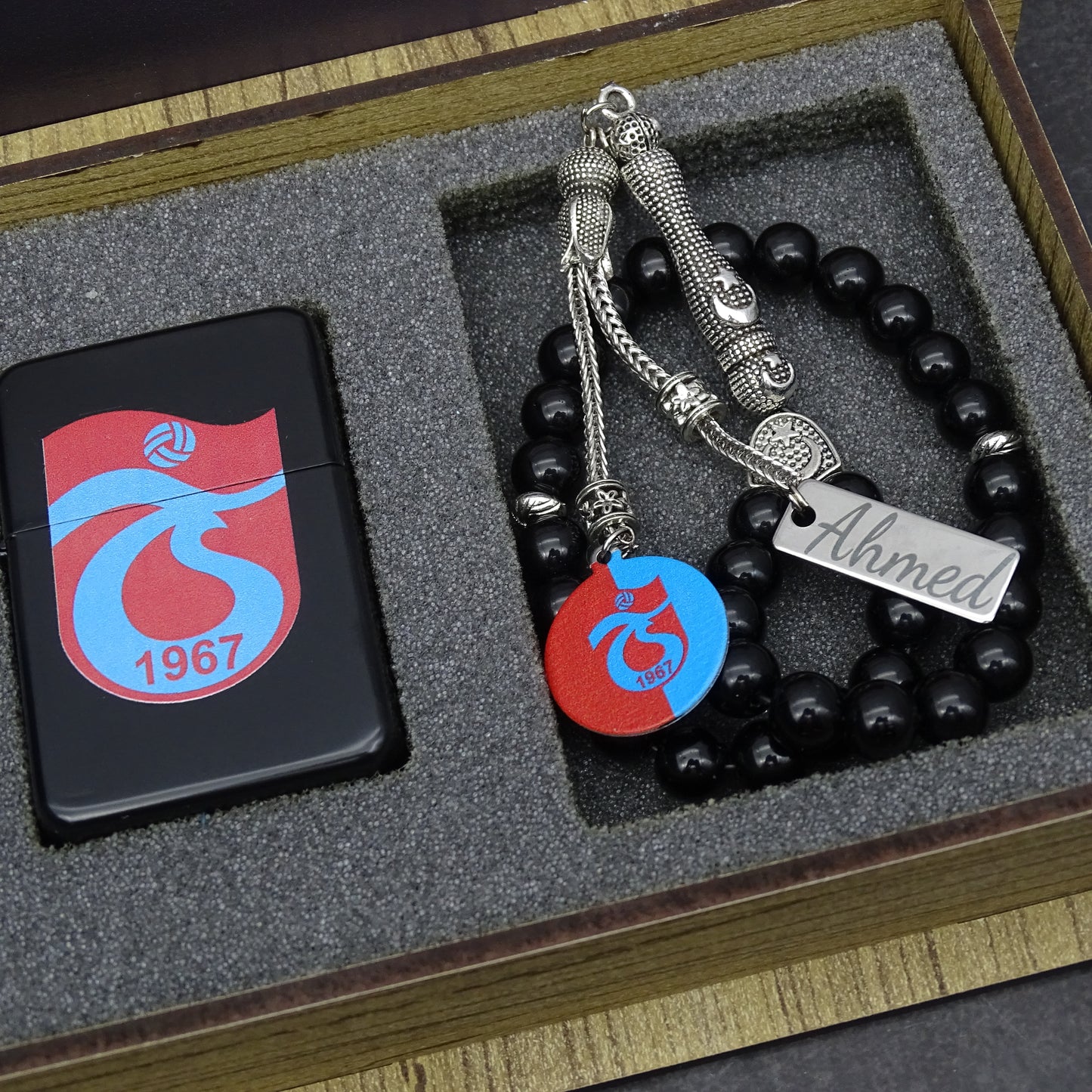 Personalisiertes Tesbih Geschenkset mit Wunschtext Trabzonspor