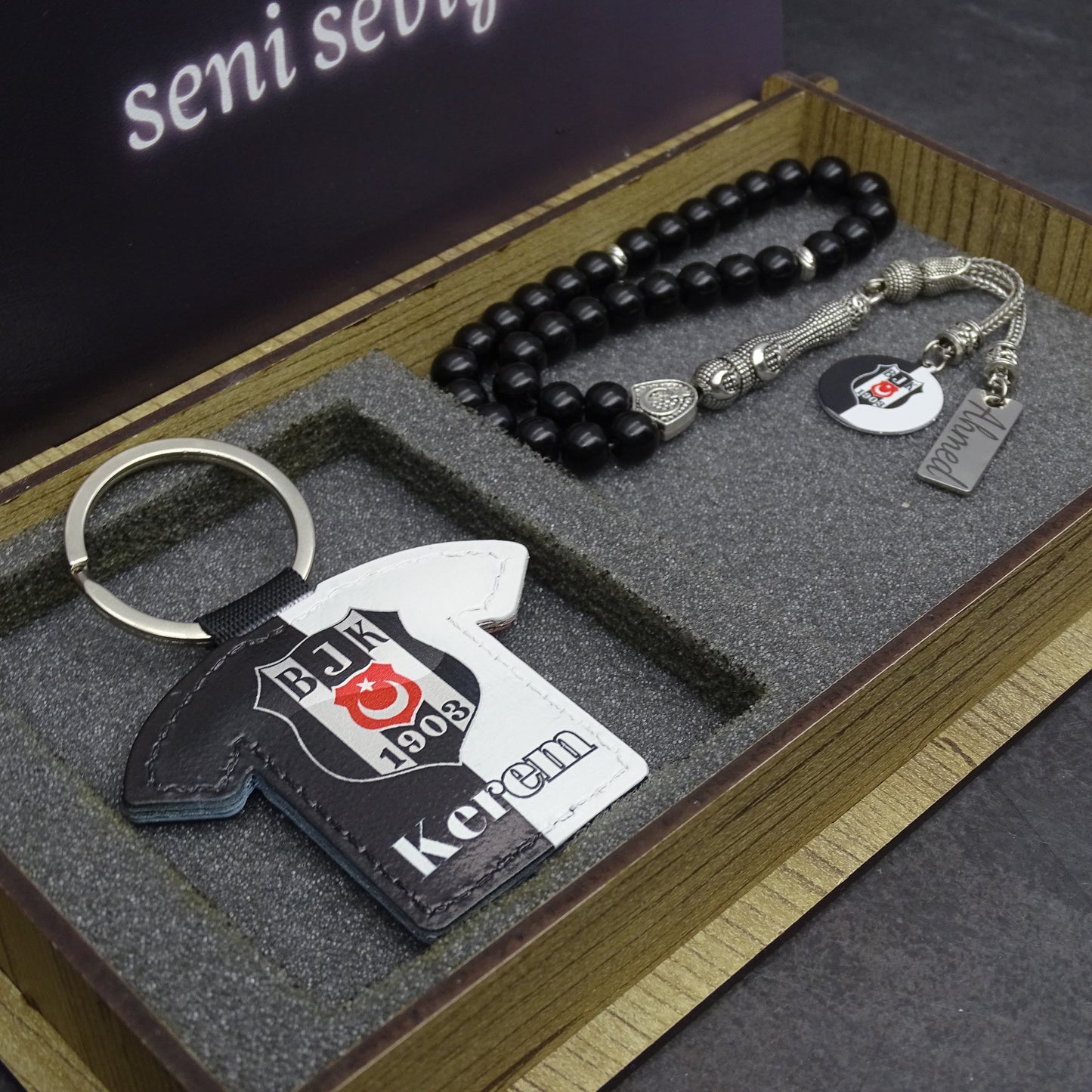 Personalisiertes Tesbih Geschenkset mit Wunschtext Besiktas