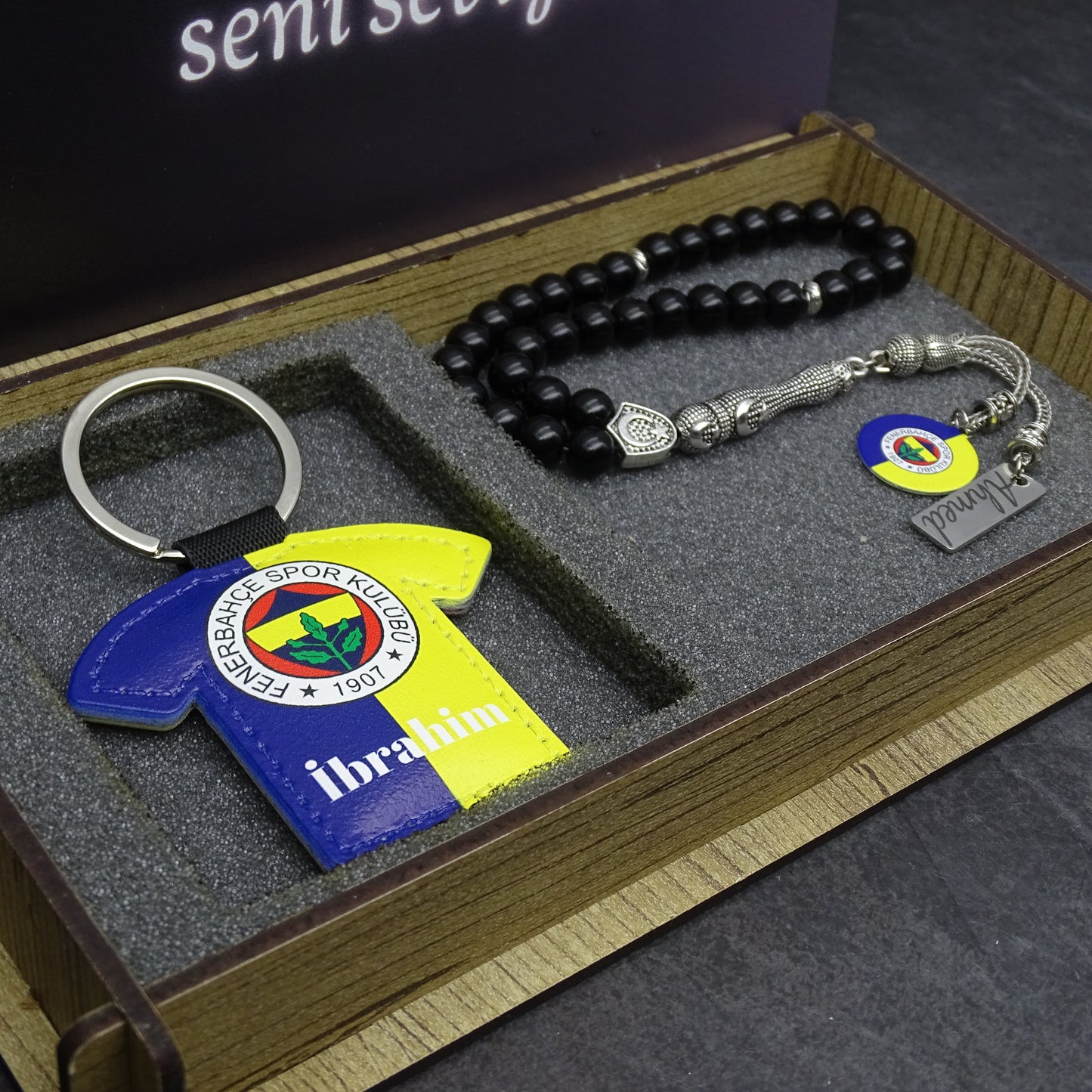 Personalisiertes Tesbih Geschenkset mit Wunschtext Fenerbahce