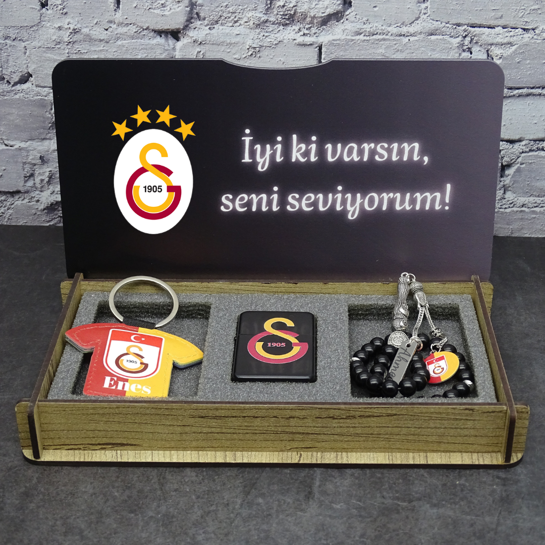 Personalisiertes Tesbih Geschenkset mit Wunschtext Galatasaray