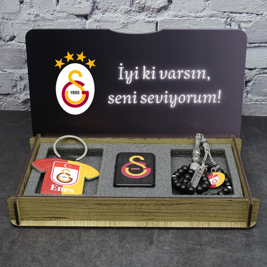 Personalisiertes Tesbih Geschenkset mit Wunschtext Galatasaray