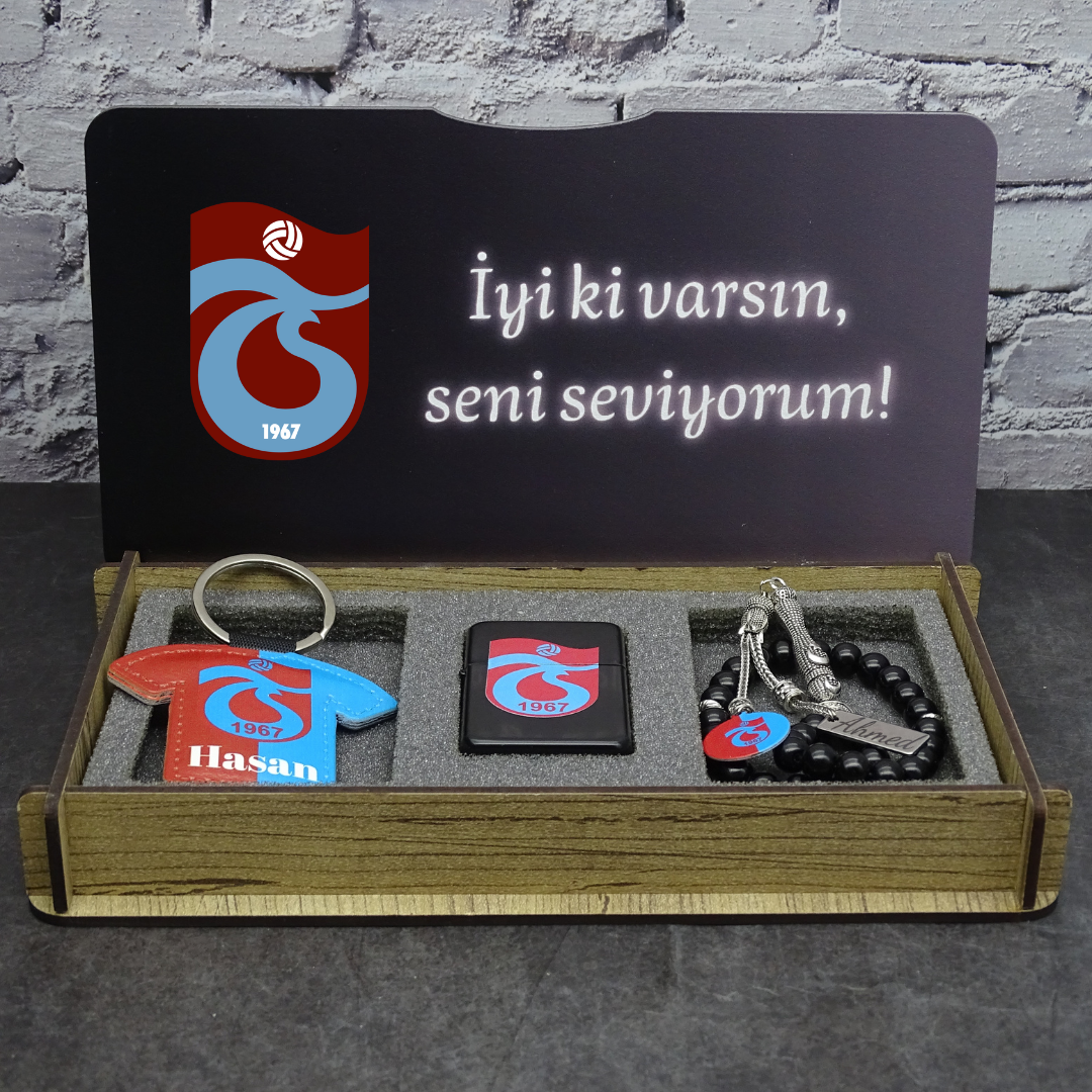 Personalisiertes Tesbih Geschenkset mit Wunschtext Trabzonspor