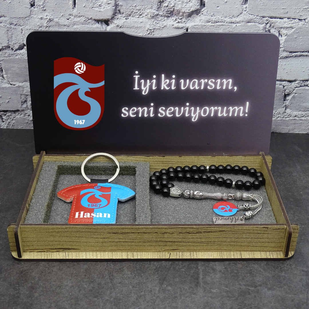 Personalisiertes Tesbih Geschenkset mit Wunschtext Trabzonspor