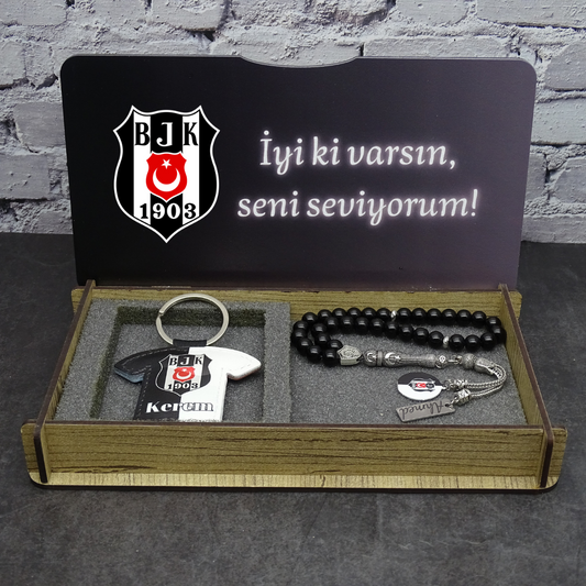 Personalisiertes Tesbih Geschenkset mit Wunschtext Besiktas